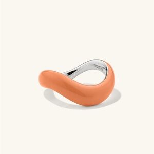 Mejuri Dome Figure Ring - Silver and Apricot Enamel